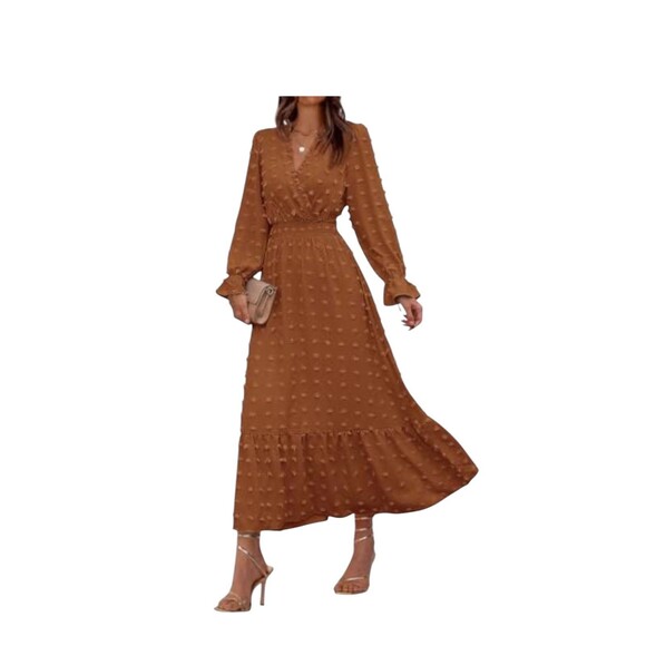Women’s Plus SZ Cottagecore, Prairiecore Swiss Dot Long-sleeved Maxi Dress SZ 2X - Picture 4 of 10